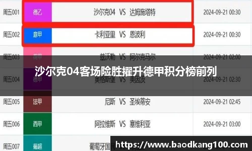 沙尔克04客场险胜擢升德甲积分榜前列
